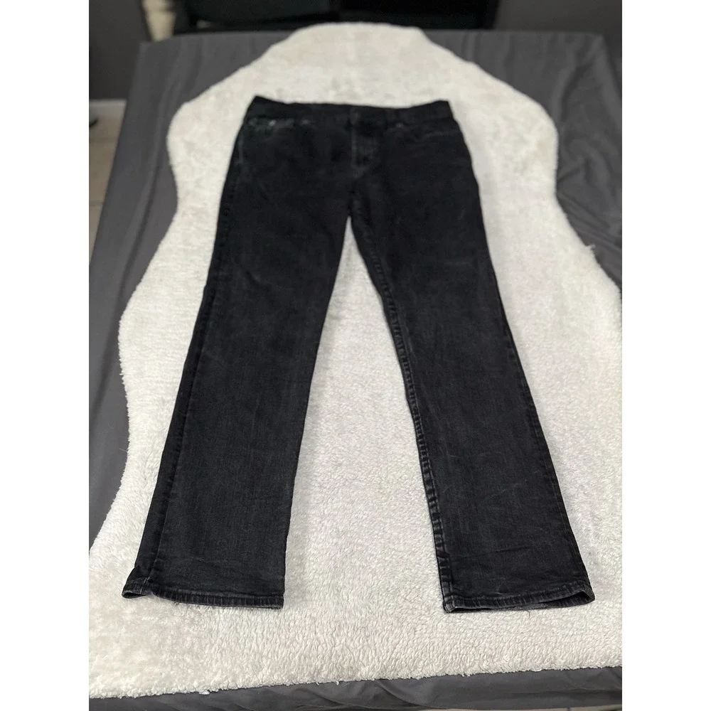True Religion Ricky Relaxed‎ Straight Jeans Men's 36x32 Black Faded Flap Pocket